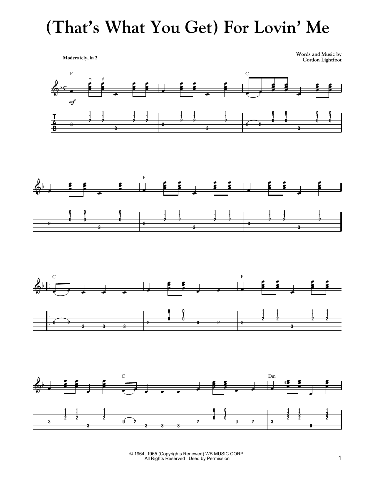 Peter, Paul & Mary (That's What You Get) For Lovin' Me sheet music notes and chords. Download Printable PDF.