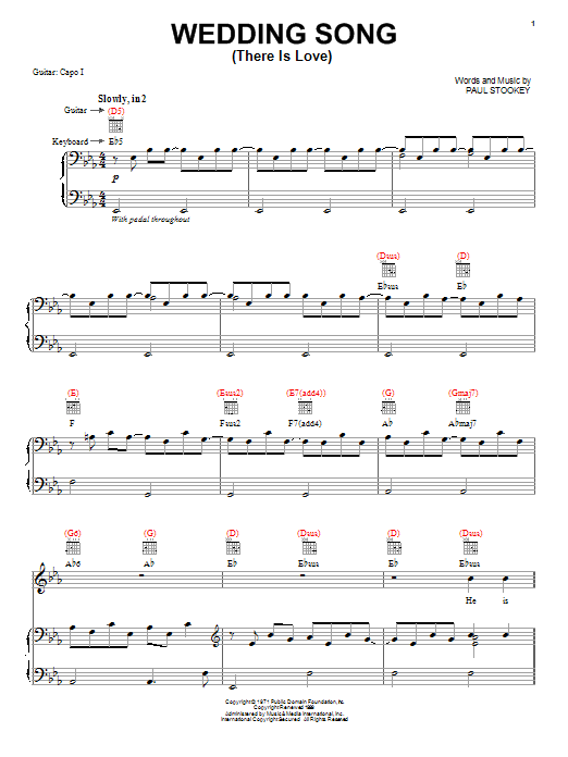 Peter, Paul & Mary Wedding Song (There Is Love) sheet music notes and chords. Download Printable PDF.