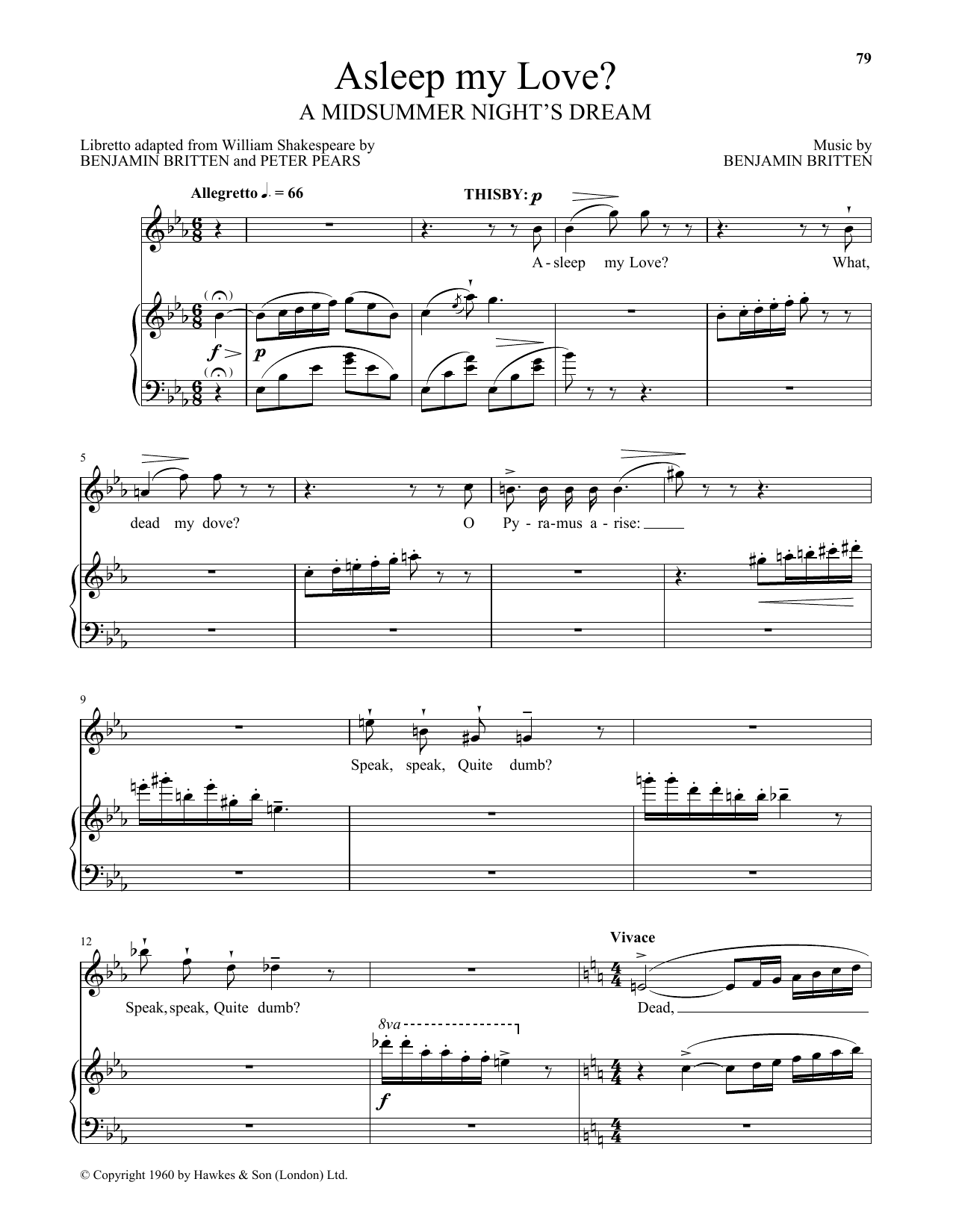 Peter Pears Asleep My Love? sheet music notes and chords. Download Printable PDF.