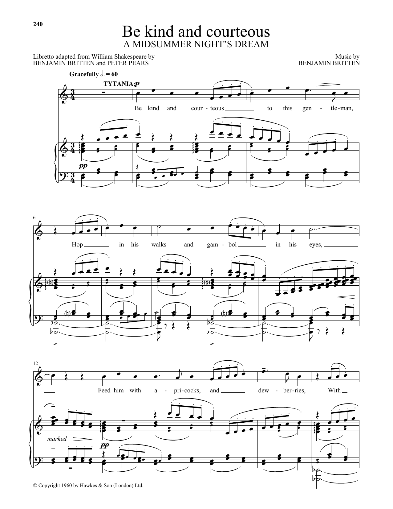 Peter Pears Be Kind And Courteous sheet music notes and chords. Download Printable PDF.