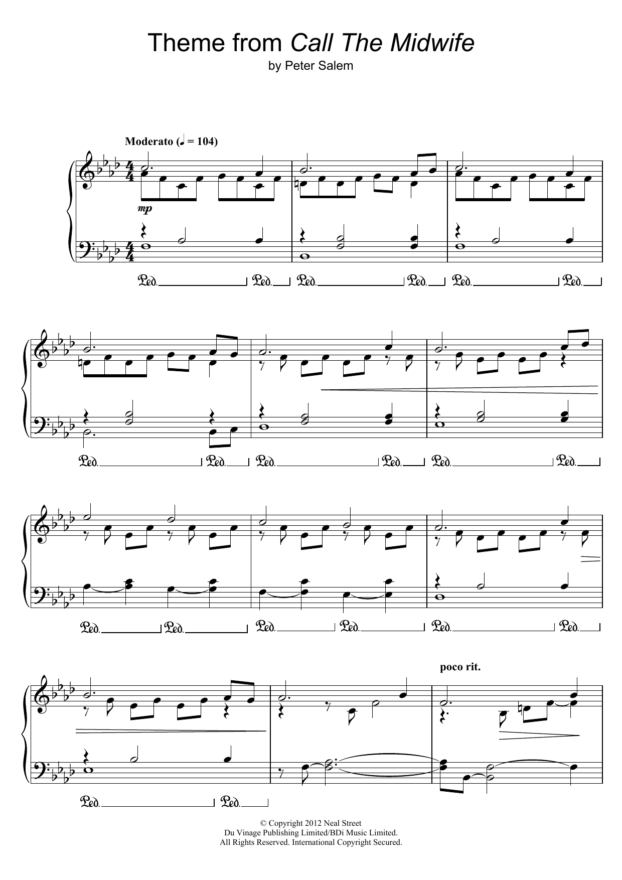 Peter Salem Theme from Call The Midwife sheet music notes and chords. Download Printable PDF.