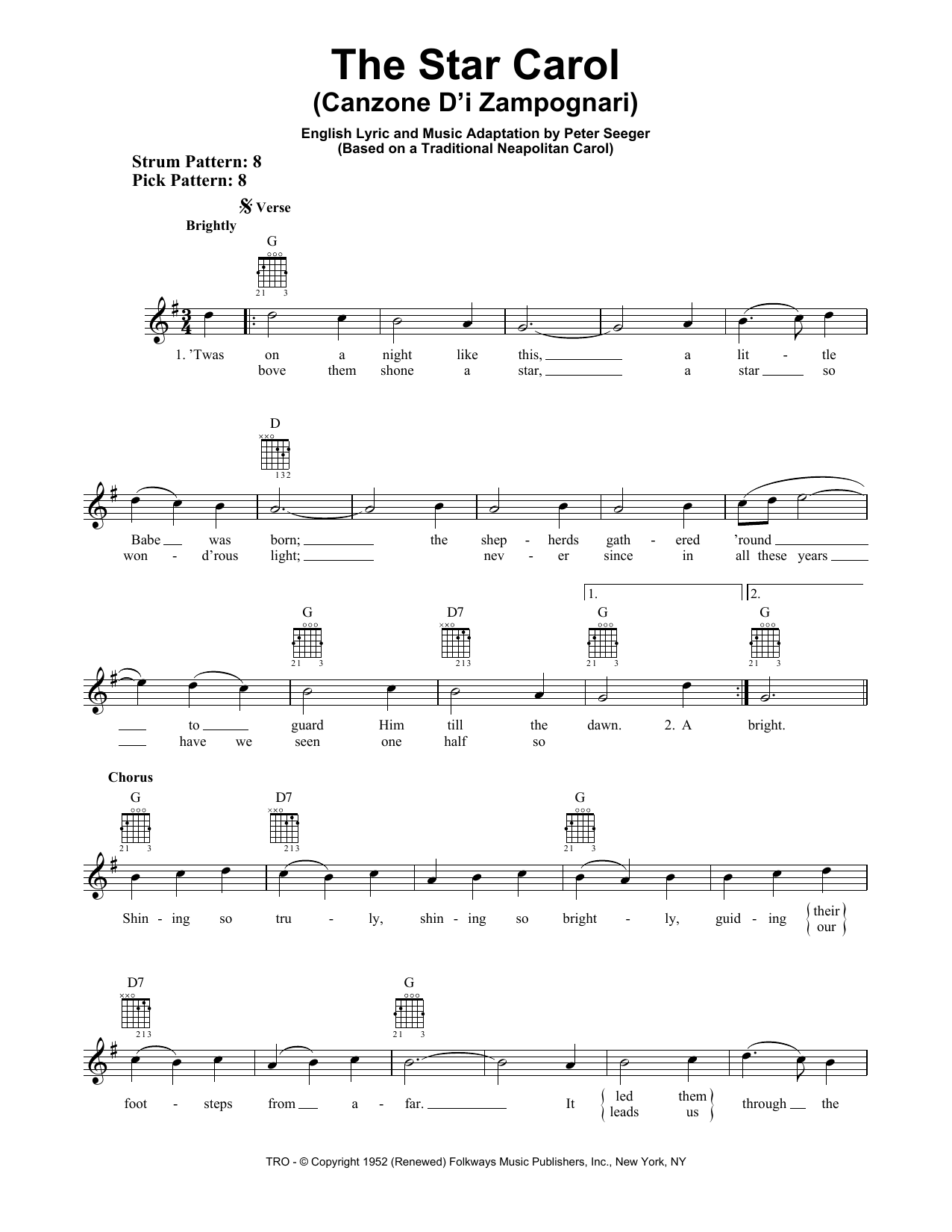 Peter Seeger The Star Carol (Canzone D'i Zampognari) sheet music notes and chords. Download Printable PDF.