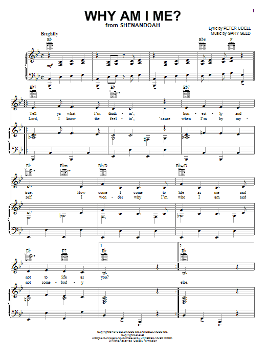 Peter Udell Why Am I Me? sheet music notes and chords. Download Printable PDF.