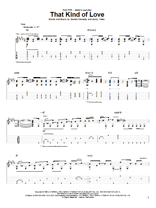 PFR That Kind Of Love sheet music notes and chords. Download Printable PDF.