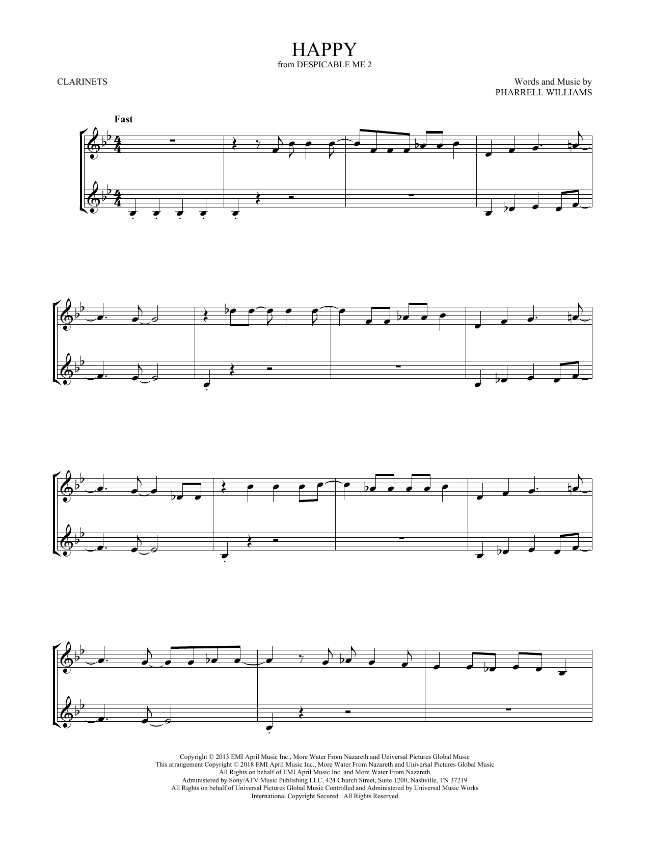 Pharrell Happy (from Despicable Me 2) sheet music notes and chords. Download Printable PDF.