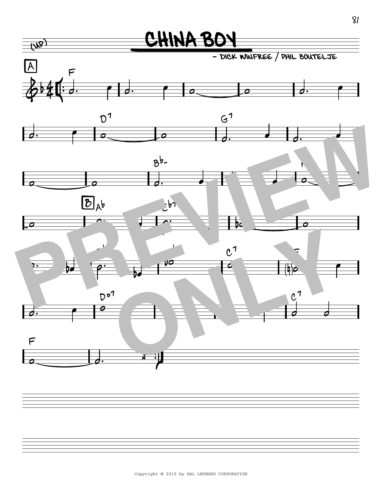 Phil Boutelje China Boy (arr. Robert Rawlins) sheet music notes and chords. Download Printable PDF.