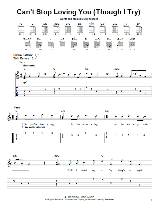 Phil Collins Can't Stop Loving You (Though I Try) sheet music notes and chords. Download Printable PDF.