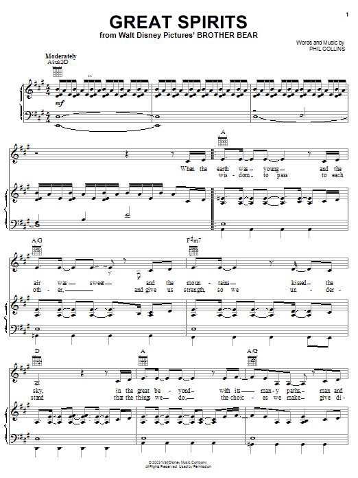 Learn to play Phil Collins Great Spirits sheet music for Easy Piano in minutes. Price: 6.9900$ Phil Collins Great Spirits sheet music notes and chords arranged for Easy Piano
