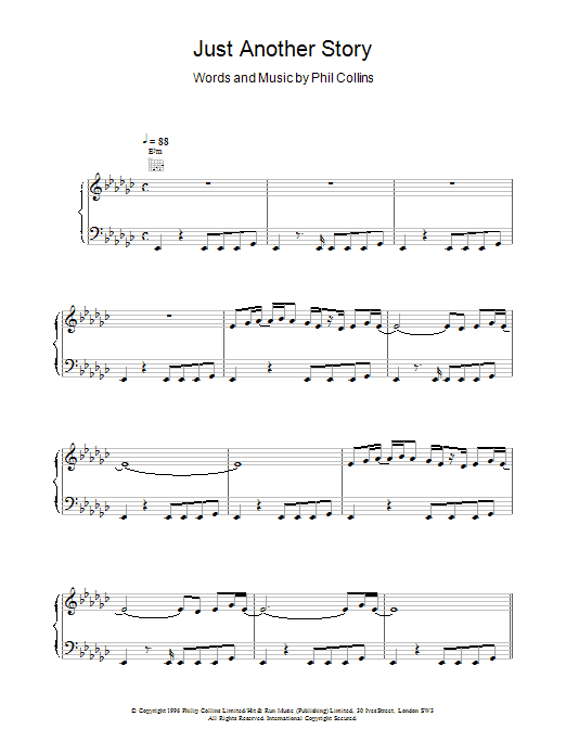 Phil Collins Just Another Story sheet music notes and chords arranged for Piano, Vocal & Guitar Chords