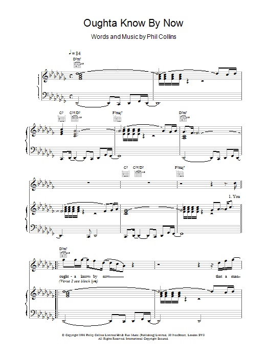 Phil Collins Oughta Know By Now sheet music notes and chords arranged for Piano, Vocal & Guitar Chords