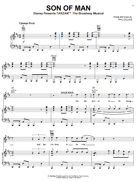 Phil Collins Son Of Man sheet music notes and chords. Download Printable PDF.