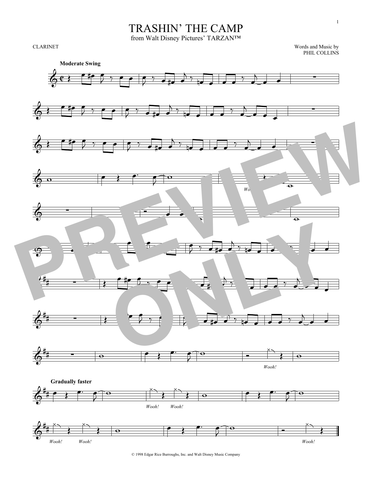 Phil Collins Trashin' The Camp sheet music notes and chords. Download Printable PDF.