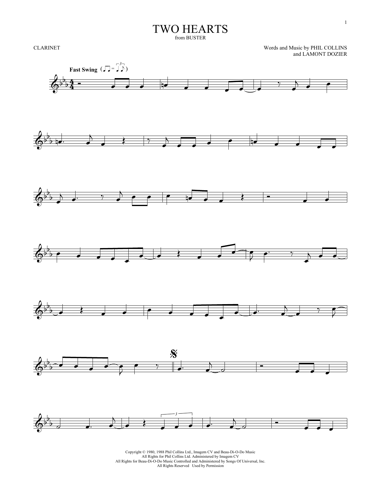 Phil Collins Two Hearts sheet music notes and chords. Download Printable PDF.