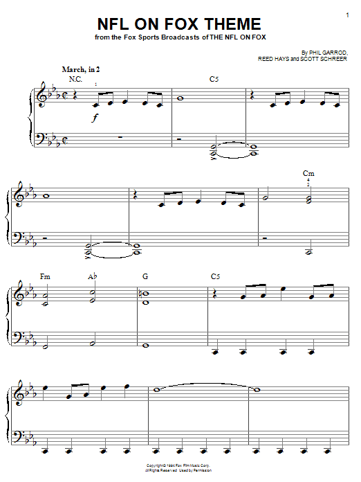 Phil Garrod NFL On Fox Theme sheet music notes and chords. Download Printable PDF.