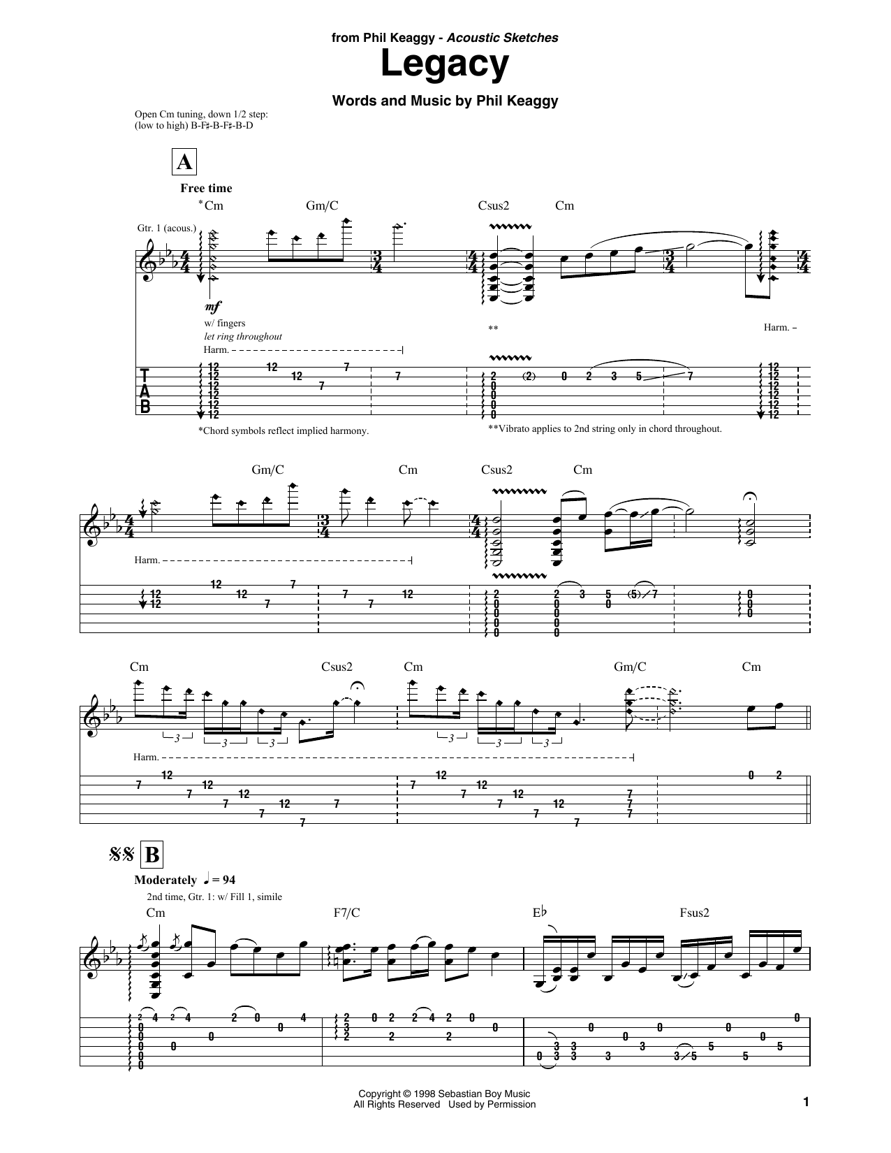 Phil Keaggy Legacy sheet music notes and chords. Download Printable PDF.