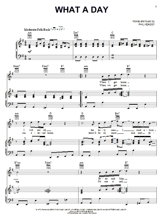 Phil Keaggy What A Day sheet music notes and chords arranged for Piano, Vocal & Guitar Chords (Right-Hand Melody)