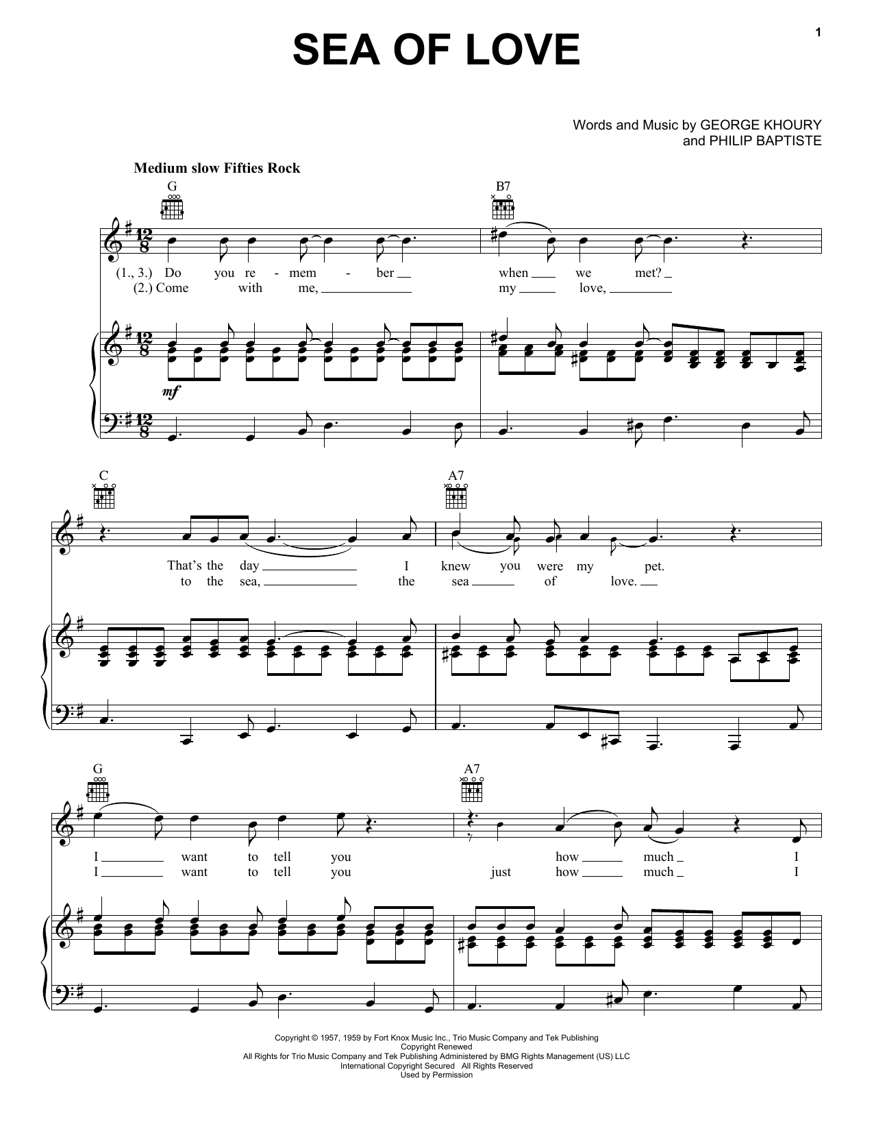 Phil Phillips Sea Of Love sheet music notes and chords. Download Printable PDF.