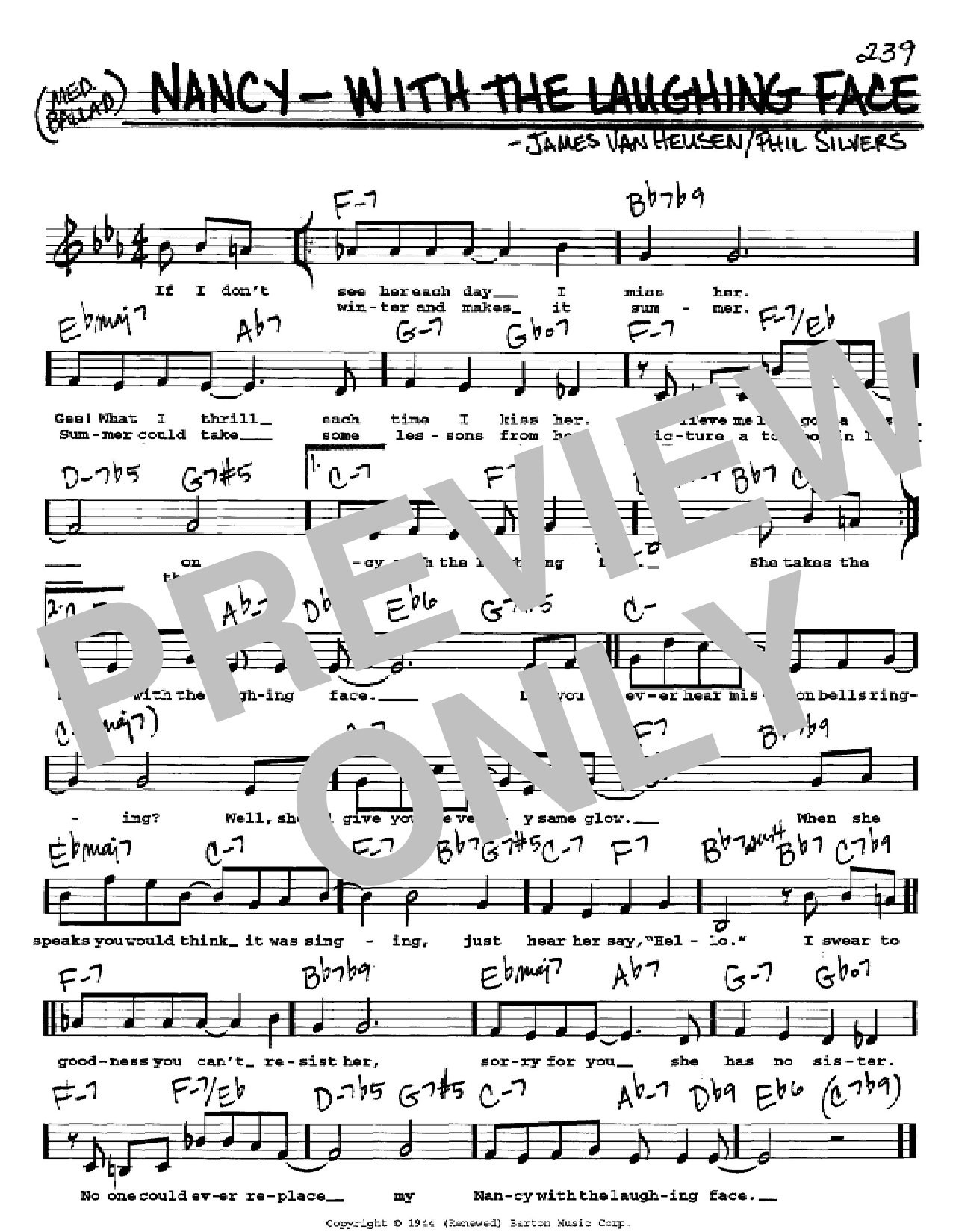 Phil Silvers Nancy - With The Laughing Face sheet music notes and chords. Download Printable PDF.