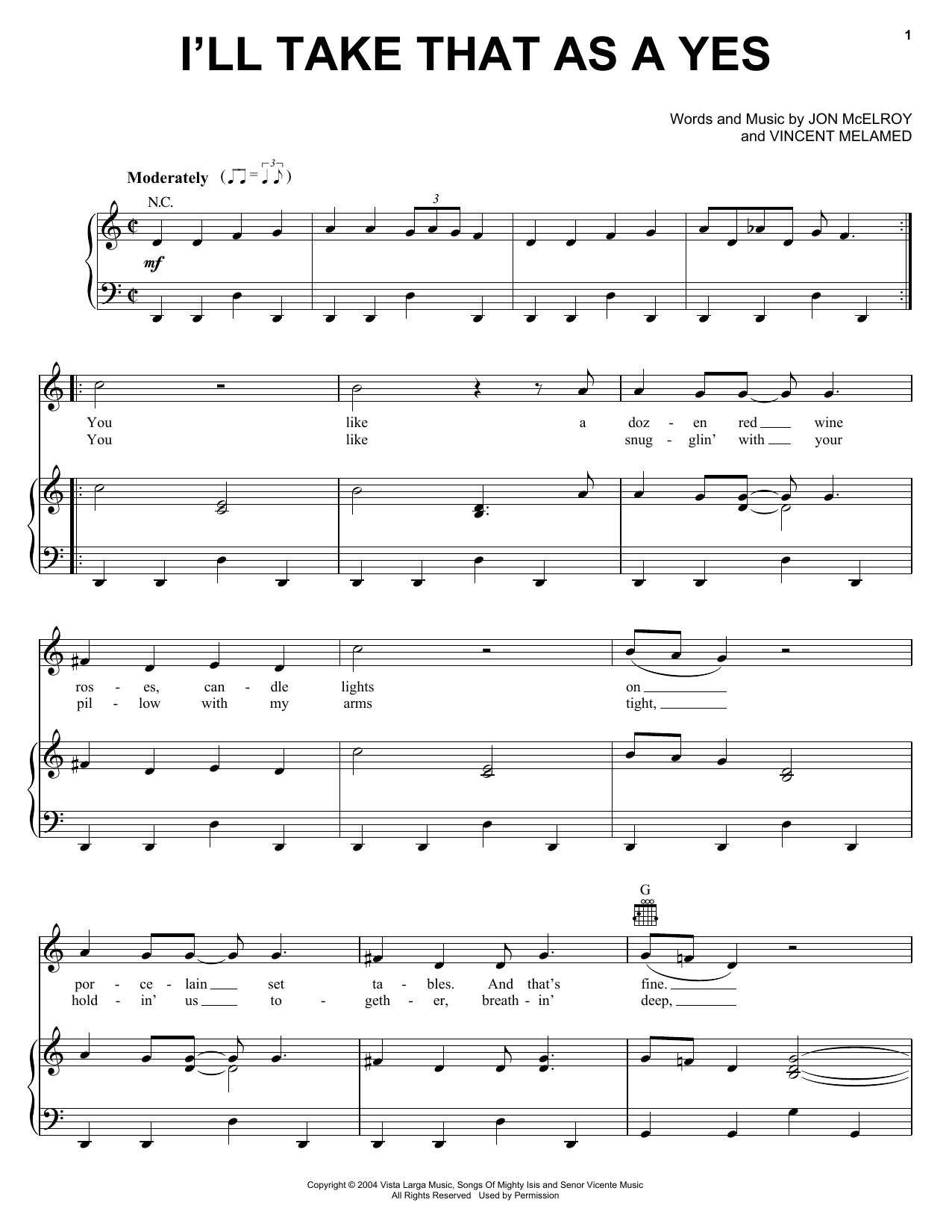 Learn to play Phil Vassar I'll Take That As A Yes sheet music for Piano, Vocal & Guitar Chords (Right-Hand Melody) in minutes. Price: 7.8900$ Phil Vassar I'll Take That As A Yes sheet music notes and chords arranged for Piano, Vocal & Guitar Chords (Right-Hand Melody)
