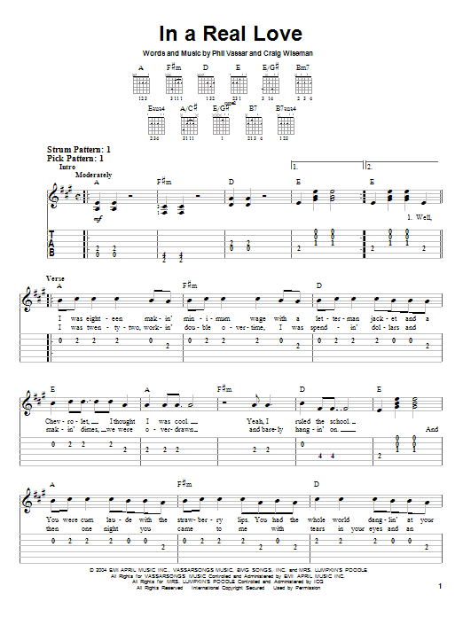 Phil Vassar In A Real Love sheet music notes and chords. Download Printable PDF.