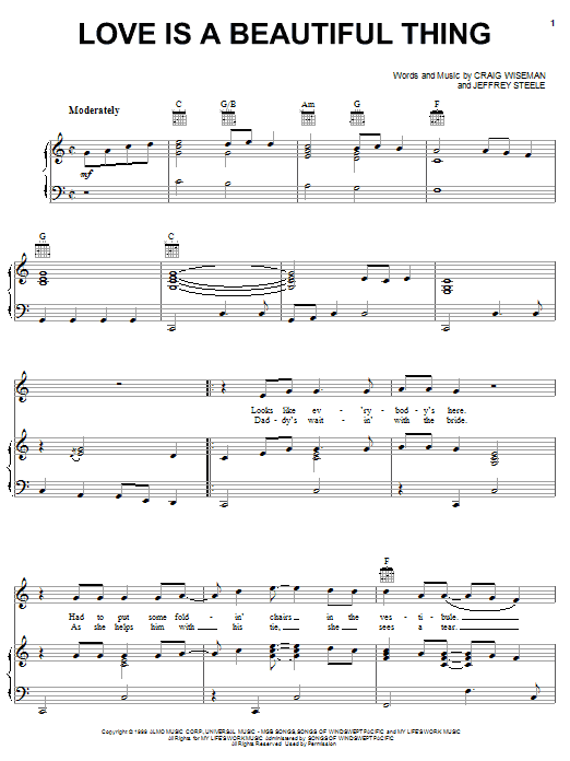 Learn to play Phil Vassar Love Is A Beautiful Thing sheet music for Piano, Vocal & Guitar Chords (Right-Hand Melody) in minutes. Price: 7.8900$ Phil Vassar Love Is A Beautiful Thing sheet music notes and chords arranged for Piano, Vocal & Guitar Chords (Right-Hand Melody)