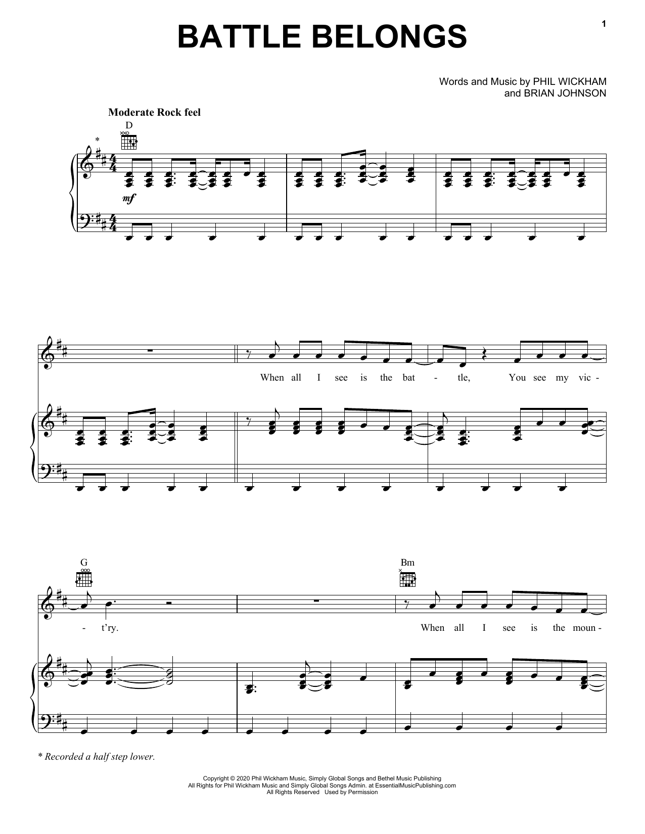 Phil Wickham Battle Belongs sheet music notes and chords. Download Printable PDF.