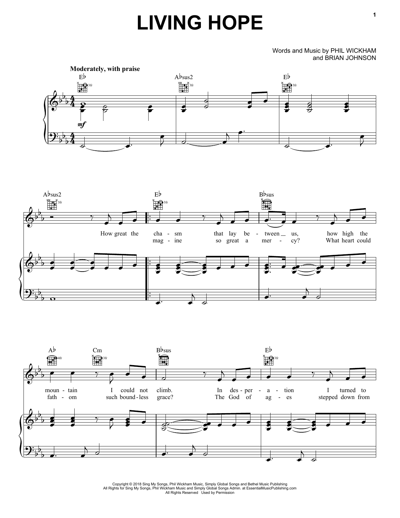 Phil Wickham Living Hope sheet music notes and chords. Download Printable PDF.