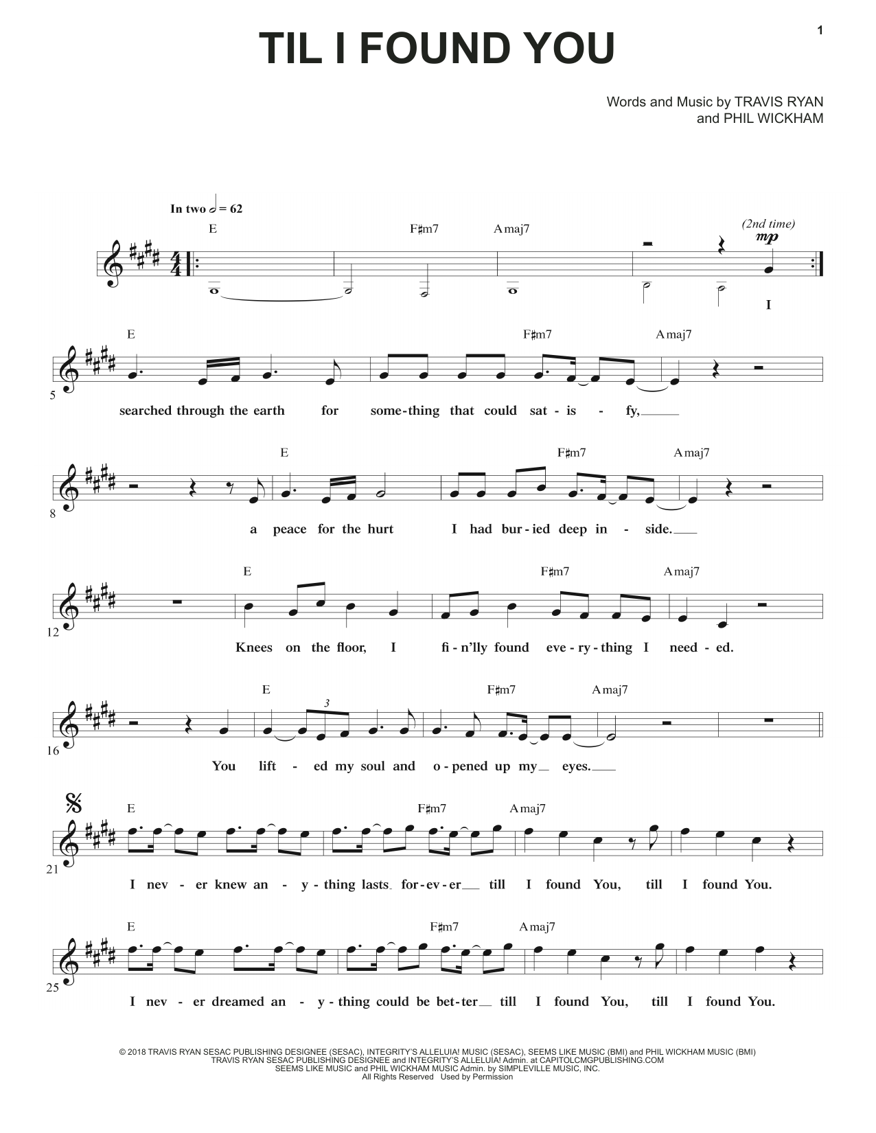 Learn to play Phil Wickham Til I Found You sheet music for Lead Sheet / Fake Book in minutes. Price: 5.9900$ Phil Wickham Til I Found You sheet music notes and chords arranged for Lead Sheet / Fake Book