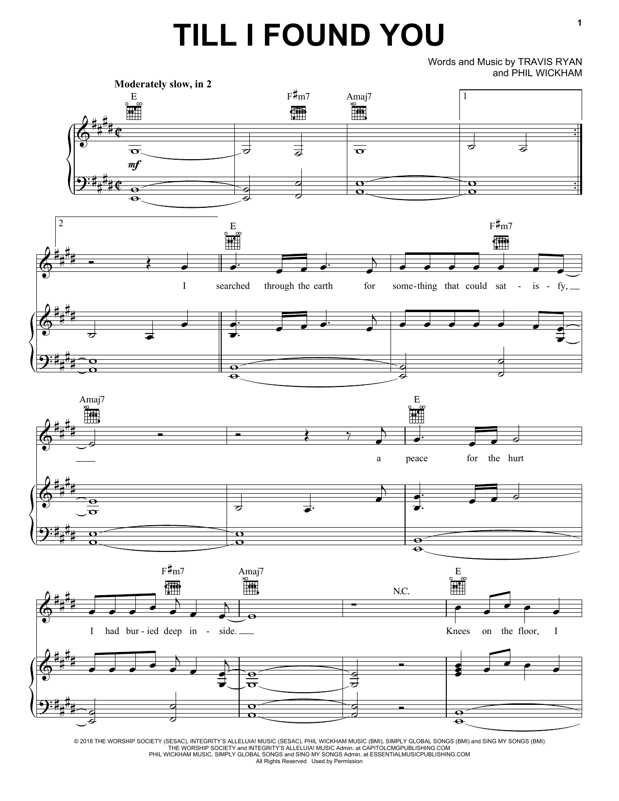 Learn to play Phil Wickham Till I Found You sheet music for Piano, Vocal & Guitar Chords (Right-Hand Melody) in minutes. Price: 7.8900$ Phil Wickham Till I Found You sheet music notes and chords arranged for Piano, Vocal & Guitar Chords (Right-Hand Melody)