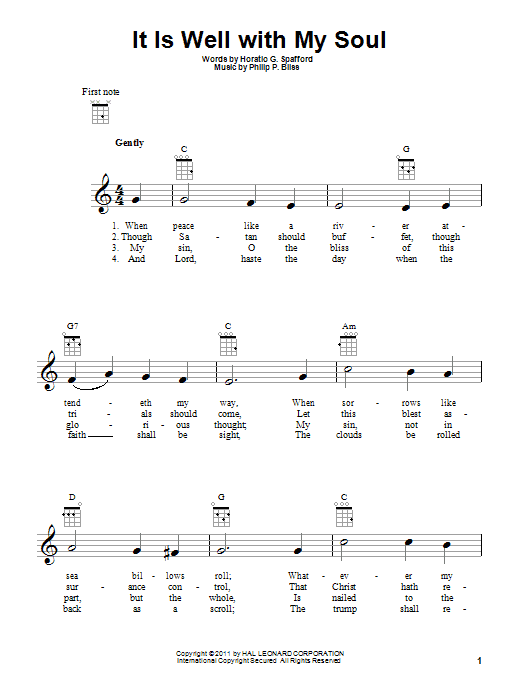 Philip Bliss It Is Well With My Soul sheet music notes and chords. Download Printable PDF.