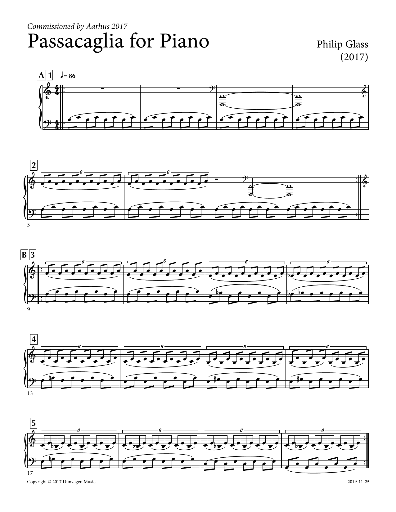 Philip Glass Distant Figure (Passacaglia for Solo Piano) sheet music notes and chords. Download Printable PDF.