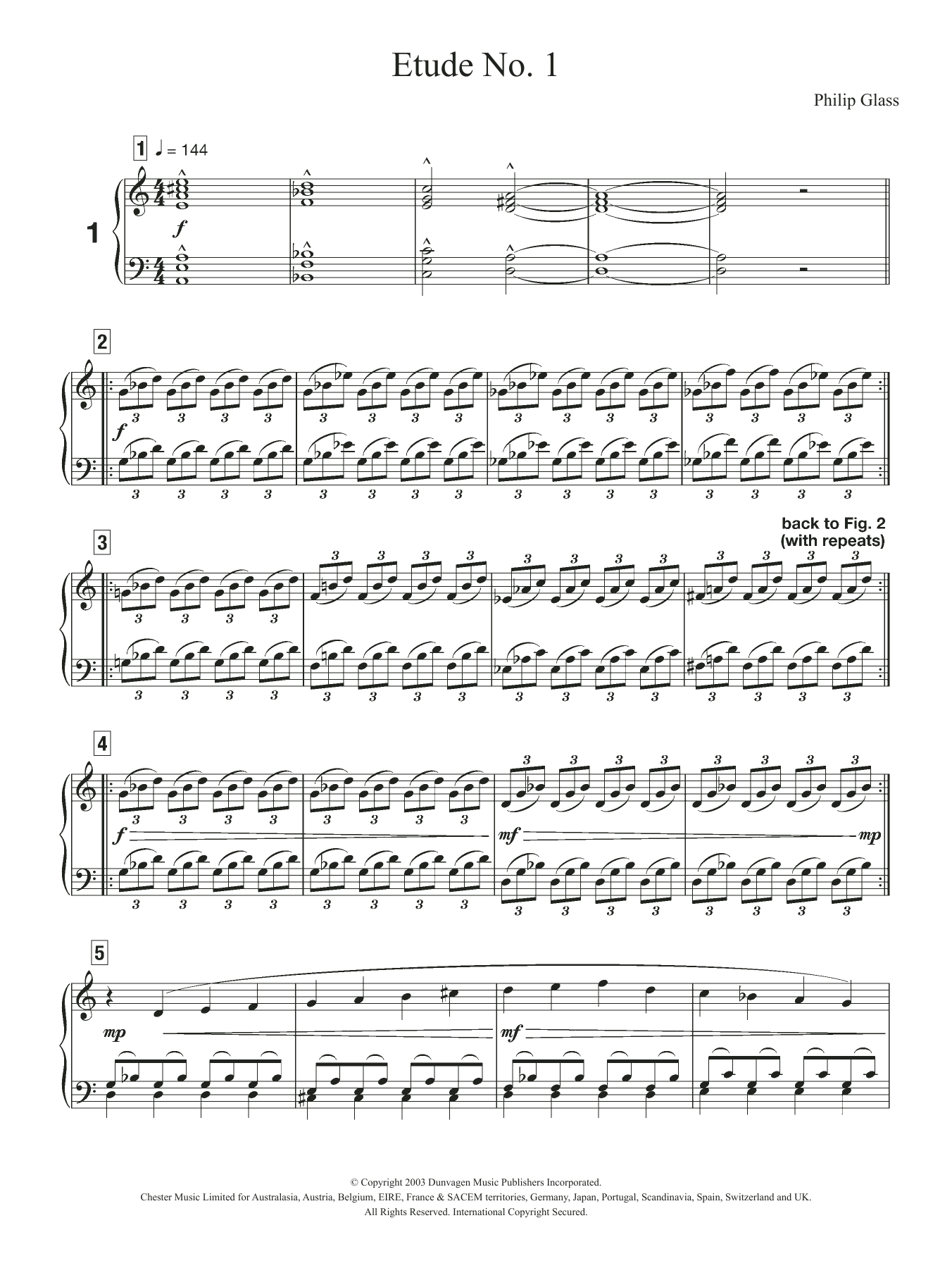 Philip Glass Etude No. 1 sheet music notes and chords. Download Printable PDF.