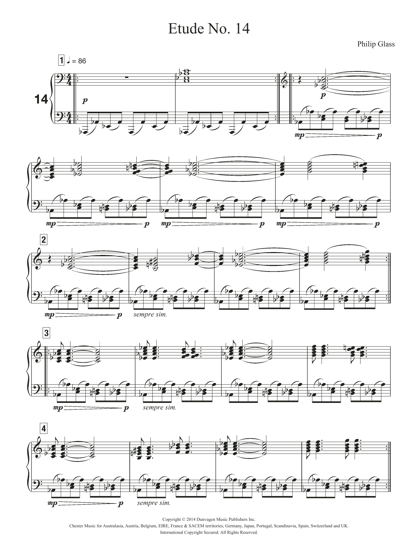 Learn to play Philip Glass Etude No. 14 sheet music for Piano Solo in minutes. Price: 7.8900$ Philip Glass Etude No. 14 sheet music notes and chords arranged for Piano Solo