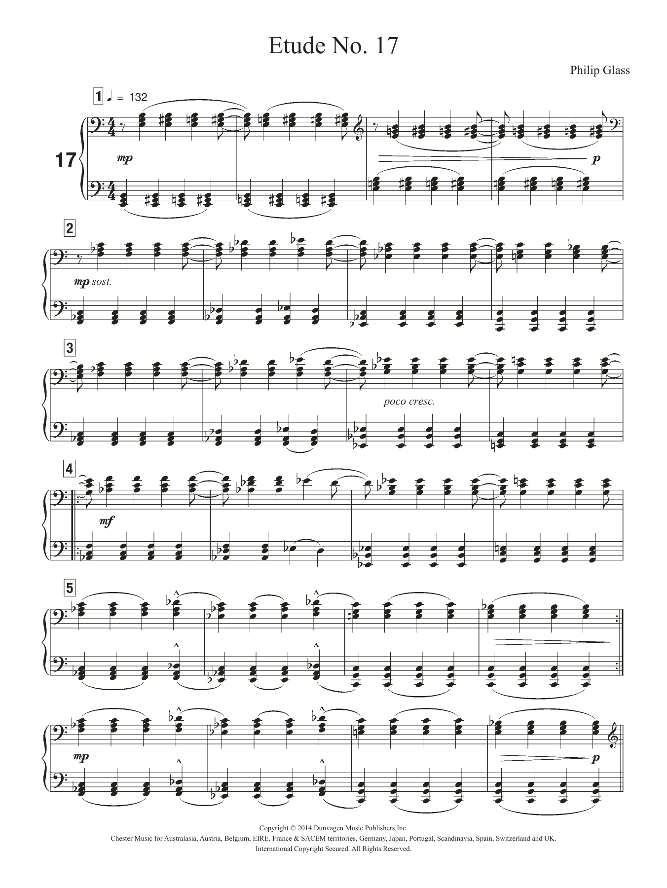 Philip Glass Etude No. 17 sheet music notes and chords. Download Printable PDF.