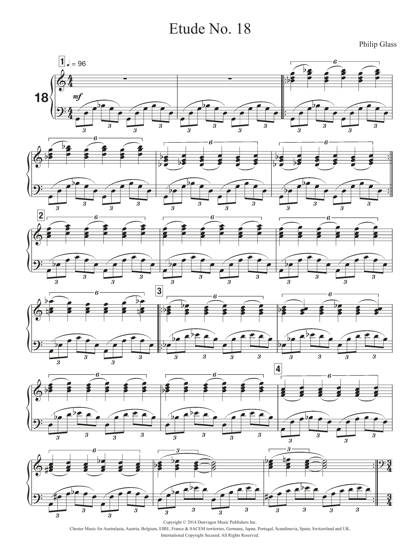 Learn to play Philip Glass Etude No. 18 sheet music for Piano Solo in minutes. Price: 7.8900$ Philip Glass Etude No. 18 sheet music notes and chords arranged for Piano Solo