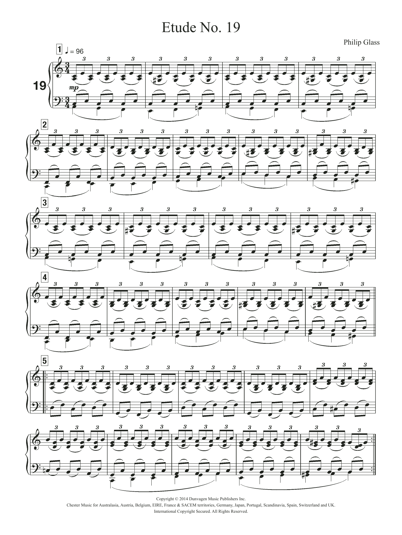 Learn to play Philip Glass Etude No. 19 sheet music for Piano Solo in minutes. Price: 7.8900$ Philip Glass Etude No. 19 sheet music notes and chords arranged for Piano Solo