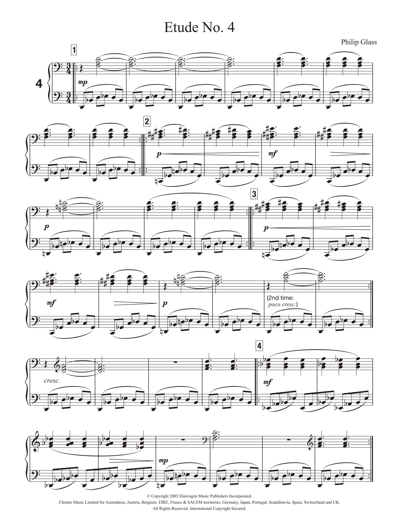 Learn to play Philip Glass Etude No. 4 sheet music for Piano Solo in minutes. Price: 7.8900$ Philip Glass Etude No. 4 sheet music notes and chords arranged for Piano Solo