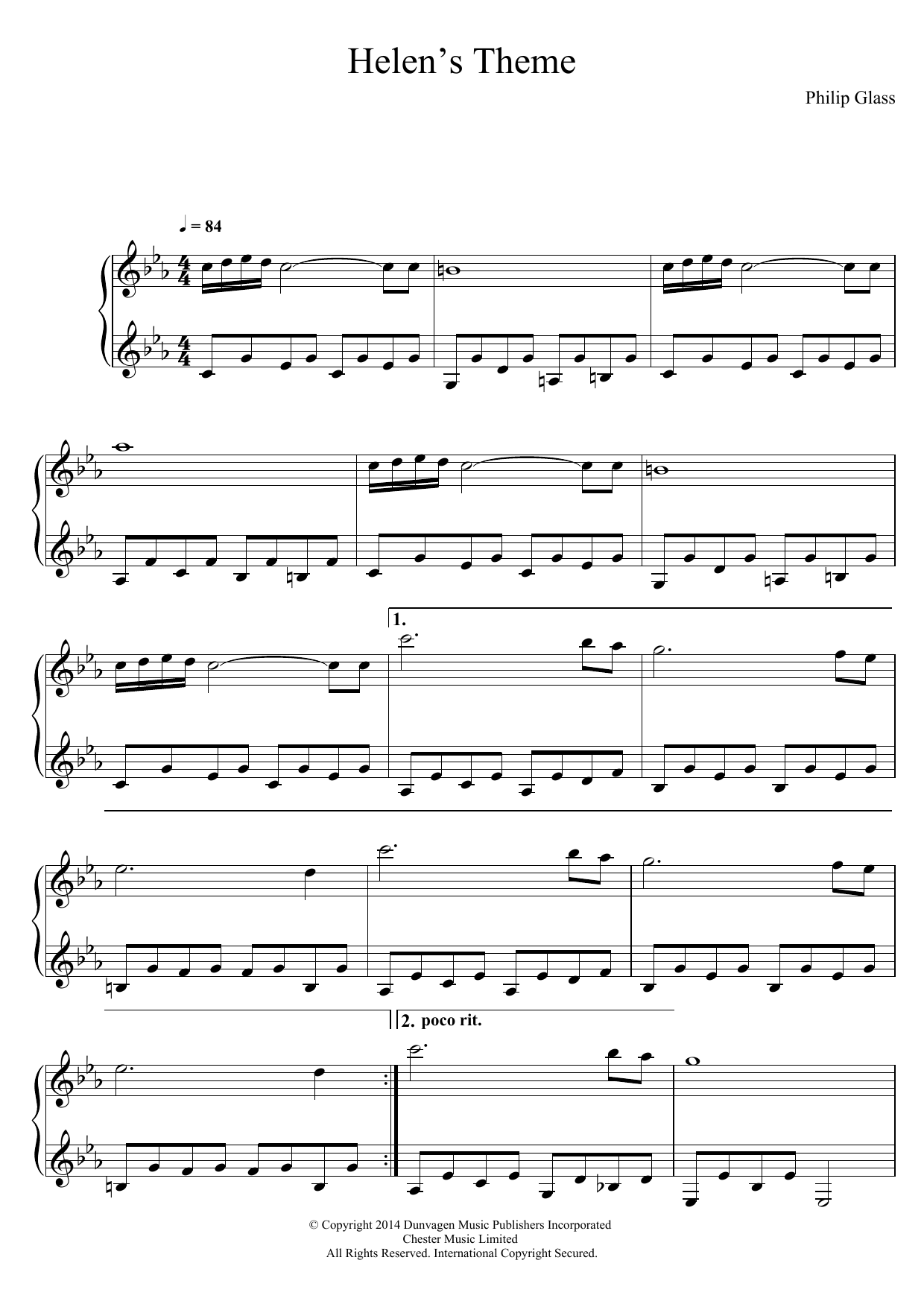 Philip Glass Helen's Theme (from Candyman Suite) sheet music notes and chords. Download Printable PDF.