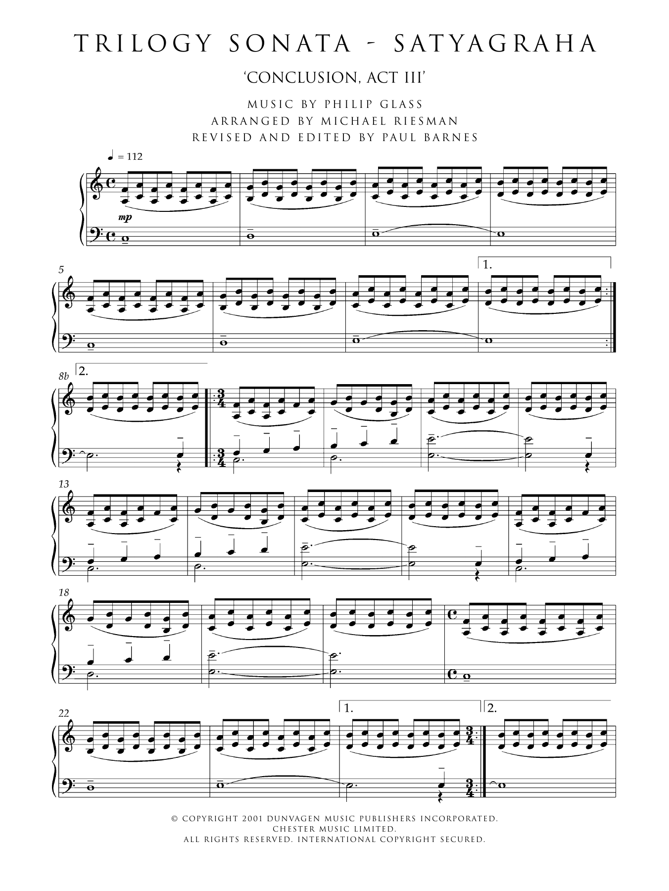 Learn to play Philip Glass Trilogy Sonata - Satyagraha (Conclusion, Act III) sheet music for Piano Solo in minutes. Price: 7.8900$ Philip Glass Trilogy Sonata - Satyagraha (Conclusion, Act III) sheet music notes and chords arranged for Piano Solo