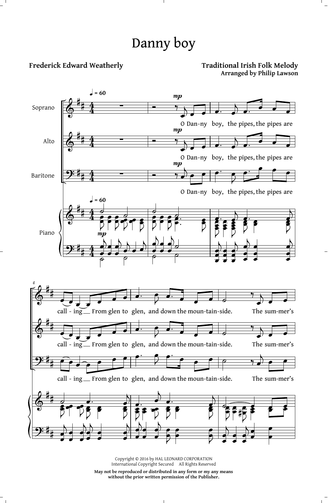 Learn to play Philip Lawson Danny Boy sheet music for SAB Choir in minutes. Price: 3.9900$ Philip Lawson Danny Boy sheet music notes and chords arranged for SAB Choir