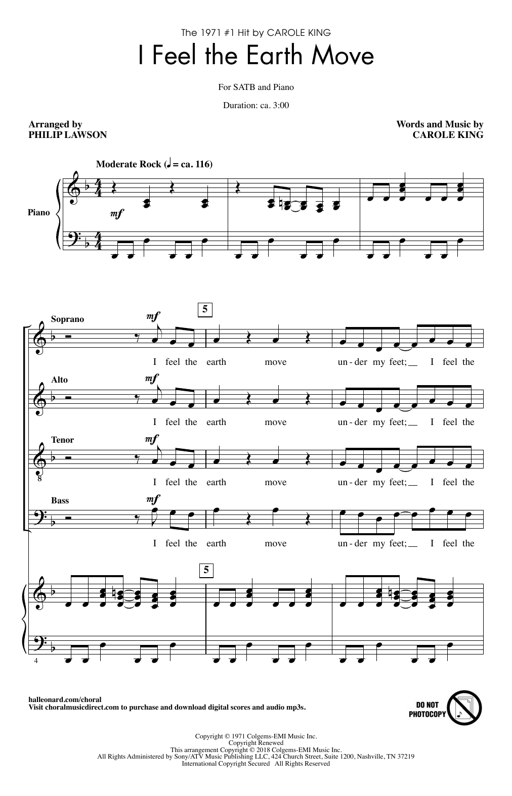 Philip Lawson I Feel The Earth Move sheet music notes and chords. Download Printable PDF.