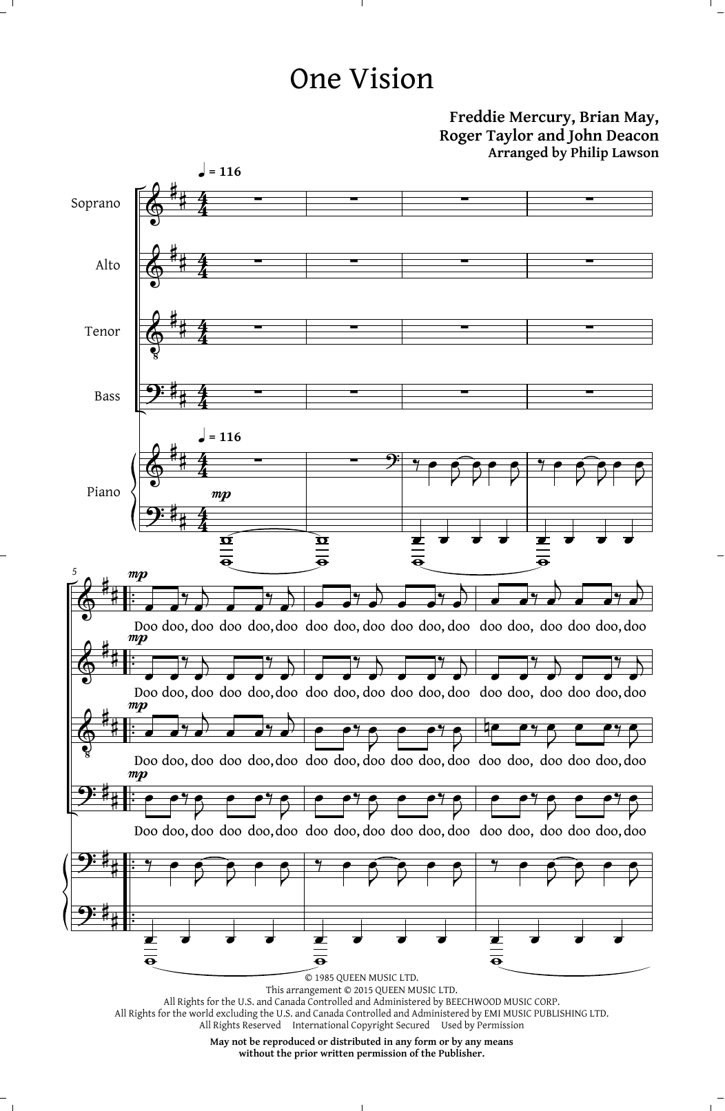 Philip Lawson One Vision sheet music notes and chords. Download Printable PDF.