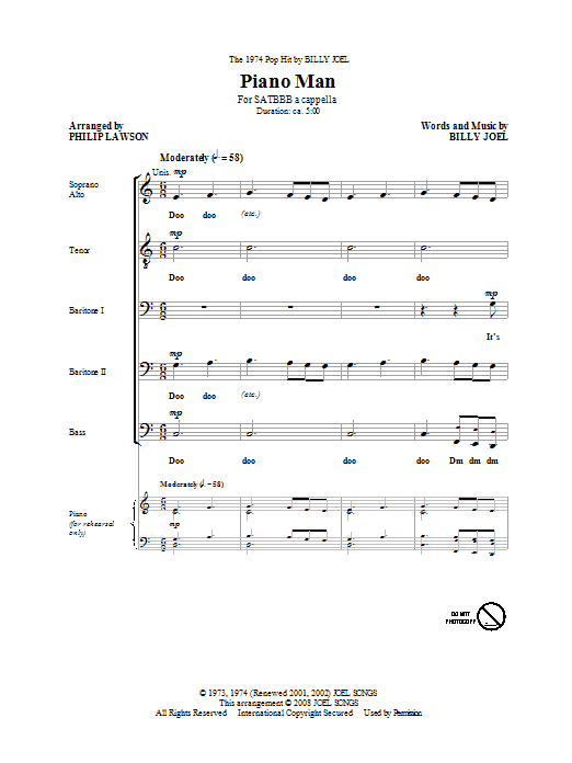 Philip Lawson Piano Man sheet music notes and chords. Download Printable PDF.