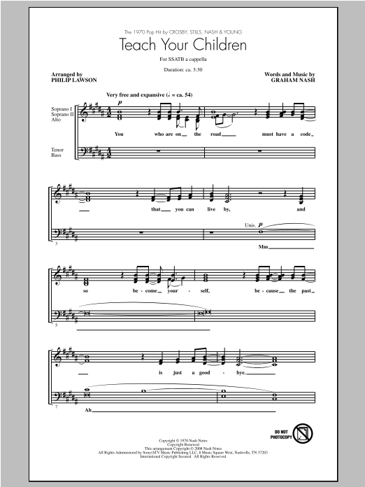 Philip Lawson Teach Your Children sheet music notes and chords. Download Printable PDF.