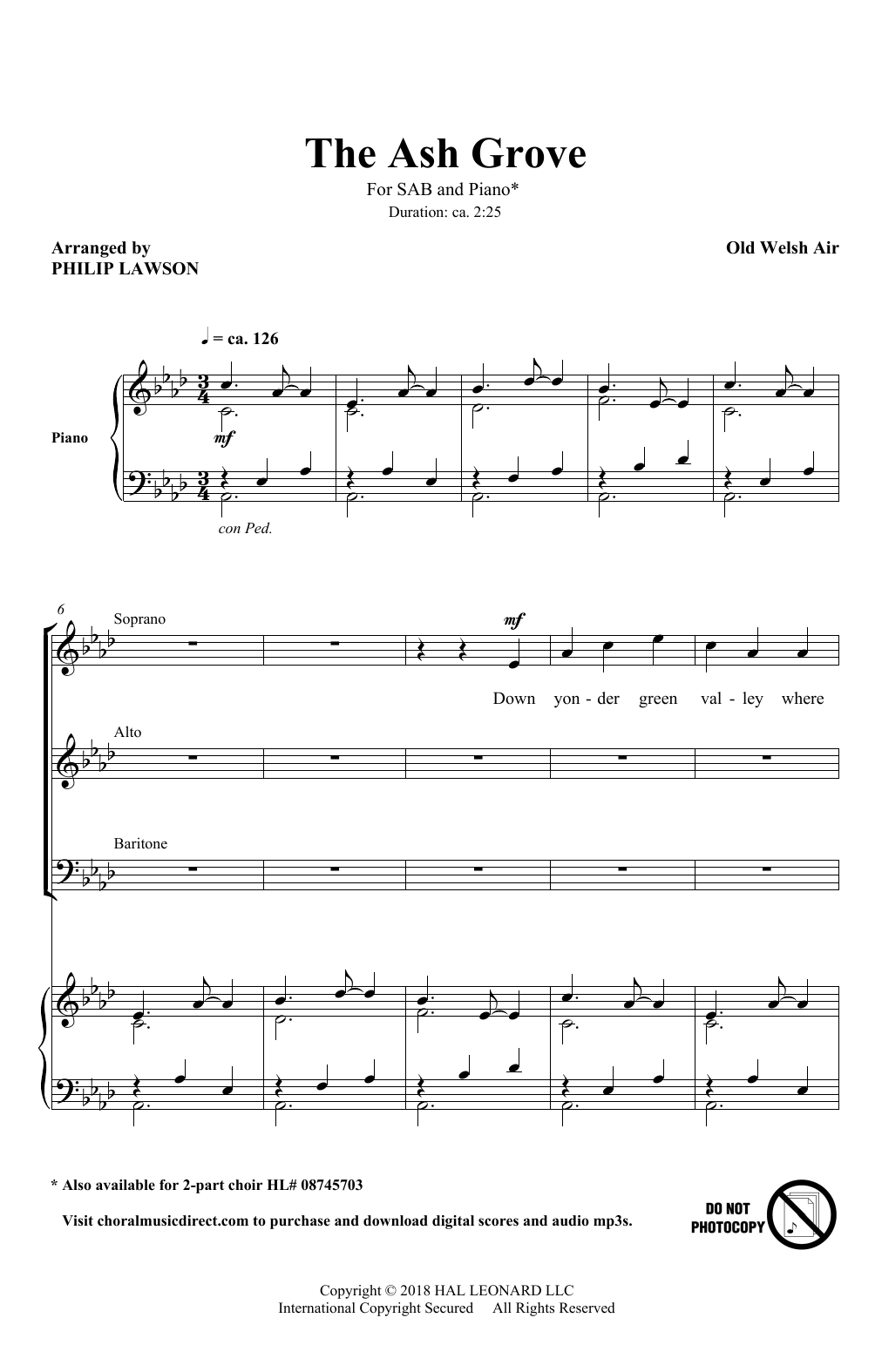 Philip Lawson The Ash Grove sheet music notes and chords. Download Printable PDF.