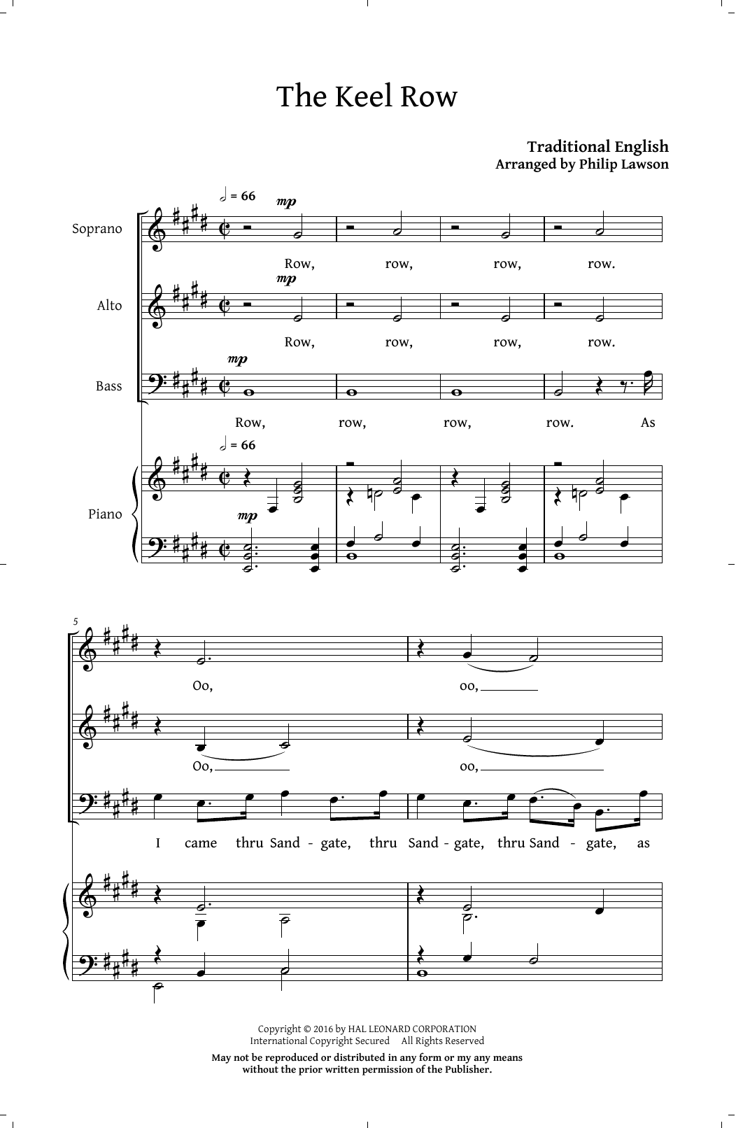 Traditional Folksong The Keel Row (arr. Philip Lawson) sheet music notes and chords. Download Printable PDF.