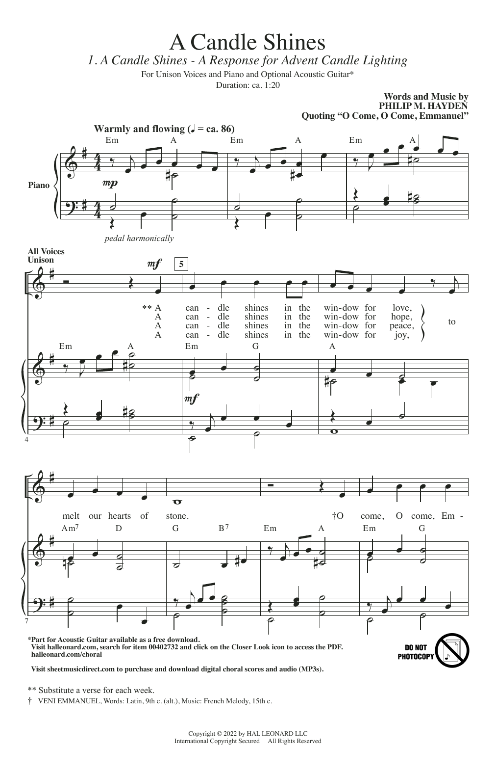 Philip M. Hayden A Candle Shines (A Response For Advent Candle Lighting) sheet music notes and chords. Download Printable PDF.