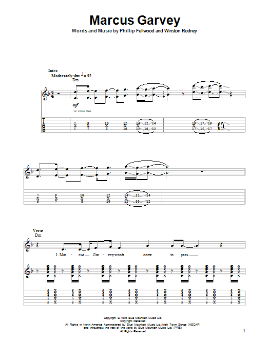 Phillip Fullwood Marcus Garvey sheet music notes and chords. Download Printable PDF.