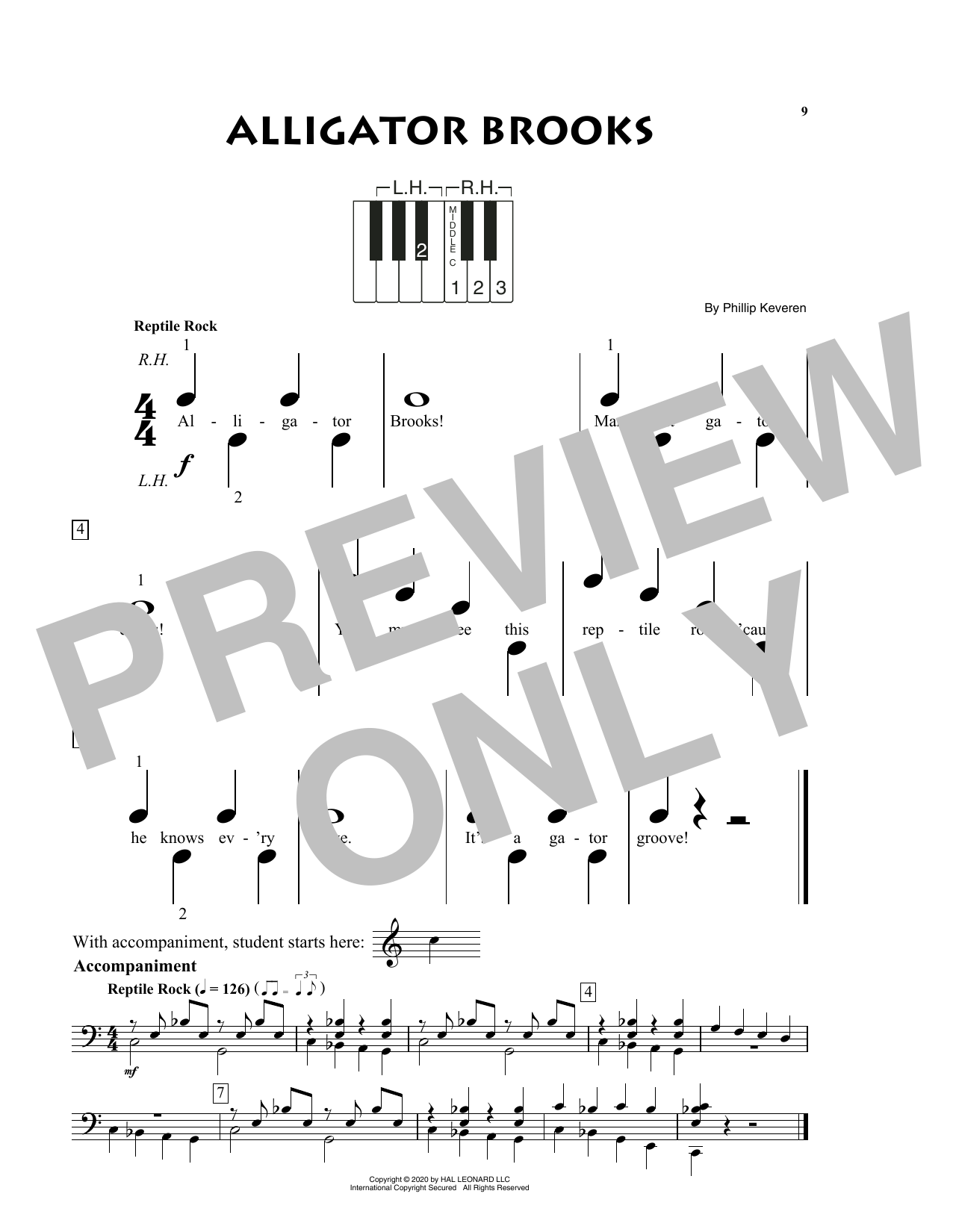 Phillip Keveren Alligator Brooks sheet music notes and chords. Download Printable PDF.