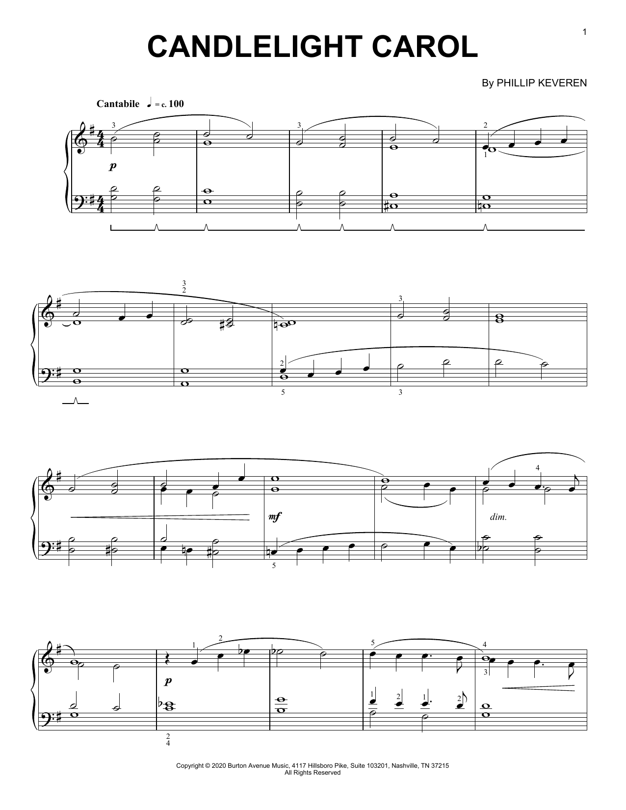 Phillip Keveren Candlelight Carol sheet music notes and chords. Download Printable PDF.